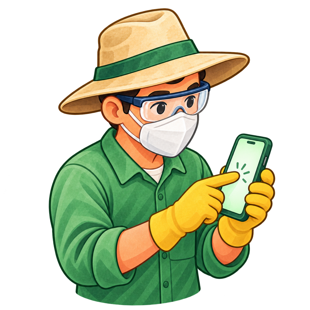 Petani menggunakan telefon untuk merekod kerja ladang