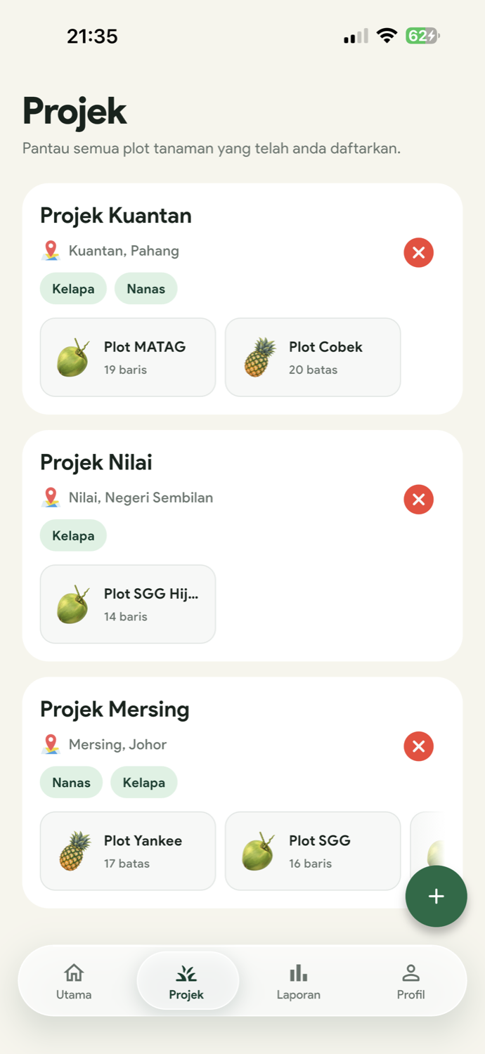 Paparan projek aplikasi Petani